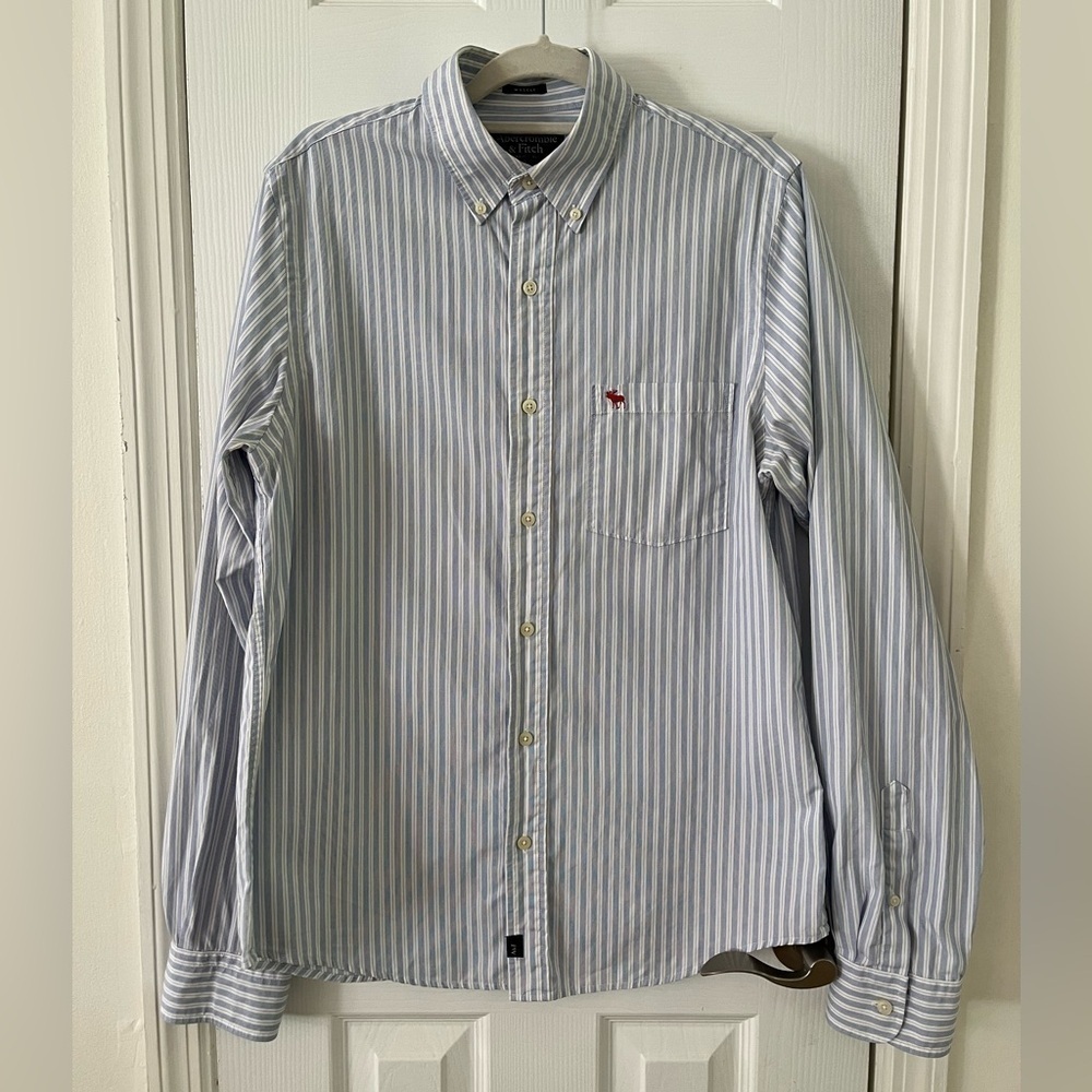 Abercrombie and Fitch blue and white striped shirt- Size Large